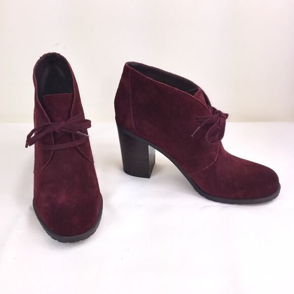 Franco Sarto Burgundy Suede “Nashville” Lace-Up Ankle Boot, Dark Red, Sz 8.5 - Picture 1 of 8